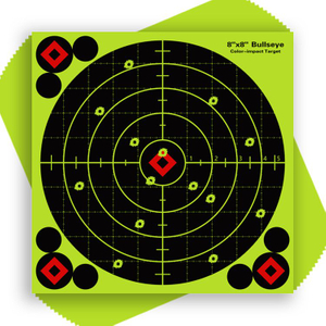 8"x8" Sight in Splatterburst Target - Instantly See Your Shots Burst Bright Florescent Yellow Upon Impact!
