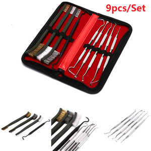 GK39 9pcs universal cleaning brush kit with cloth bag for sale 