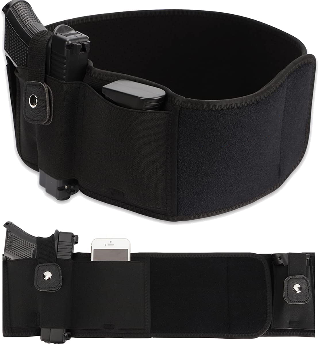 Tactical Pistol Holster Military Portable Hidden Holster Wide Belt Mobile Phone Holster Outdoor Hunting Shooting Defense Holster