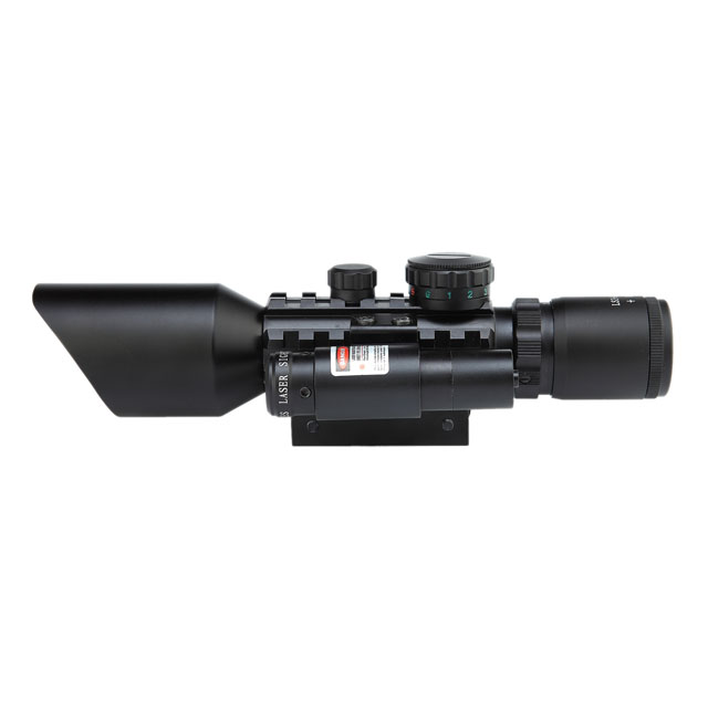 Rifle Scope 3-10x42, Illuminated Optics, red laser, Green -Coating Reflex Mini Sight
