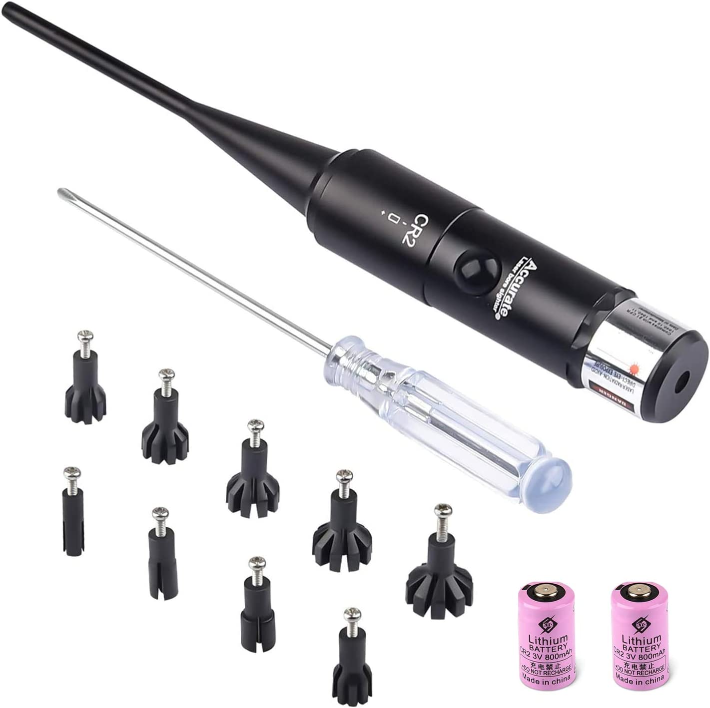 Laser Bore Sight Kit Multiple Caliber with Big Button Switch for 0.177 to 0.54 Caliber Rifles Handgun Red Dot Bore Sighter 