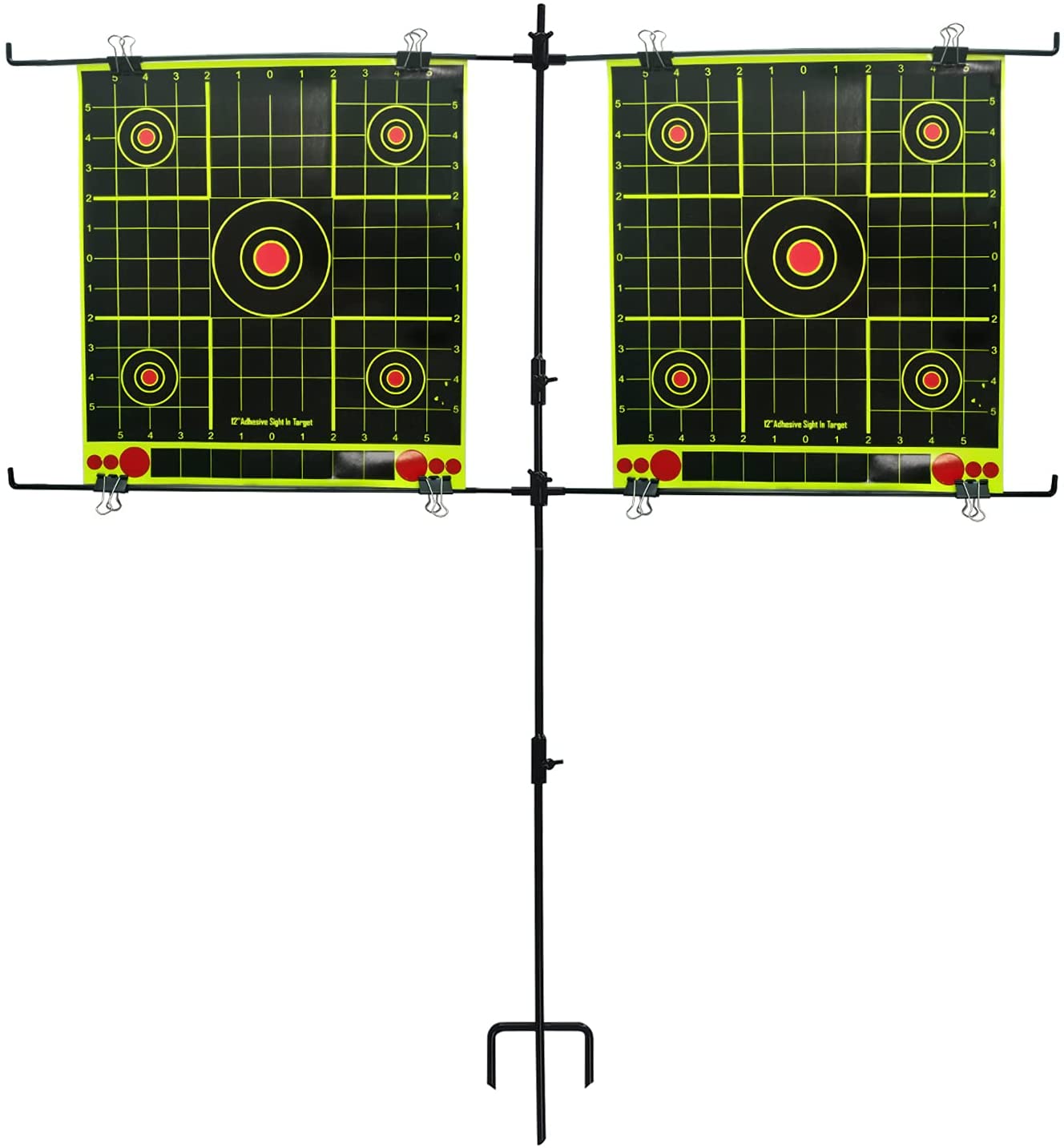 Adjustable Paper Target Stand, Frame with 8 Clips Clear Bullseye