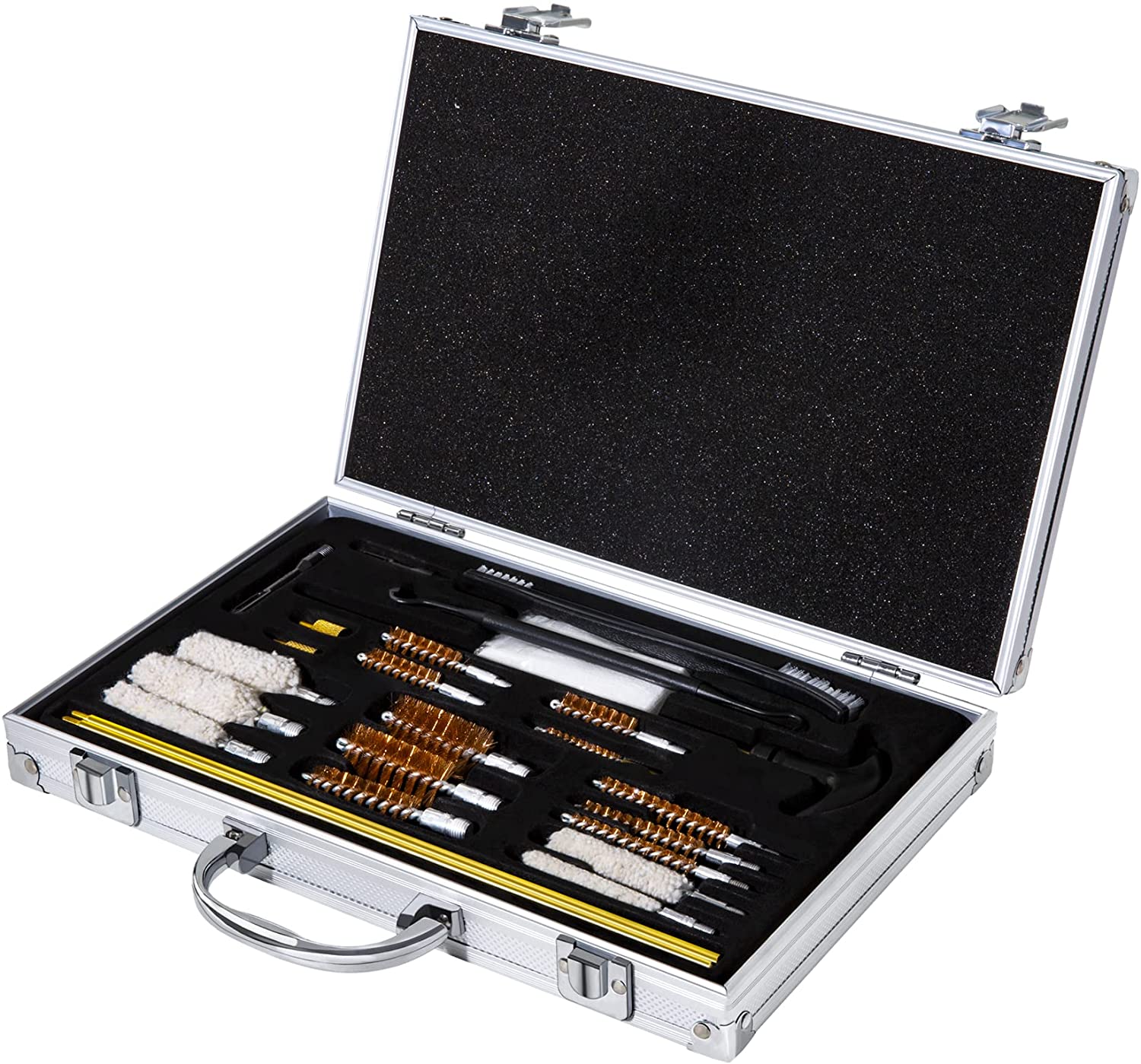 26 Pcs Airgun Rife Pistol Shotgun Universal Brass Gun Cleaning Kits With Leather Case Case for sale