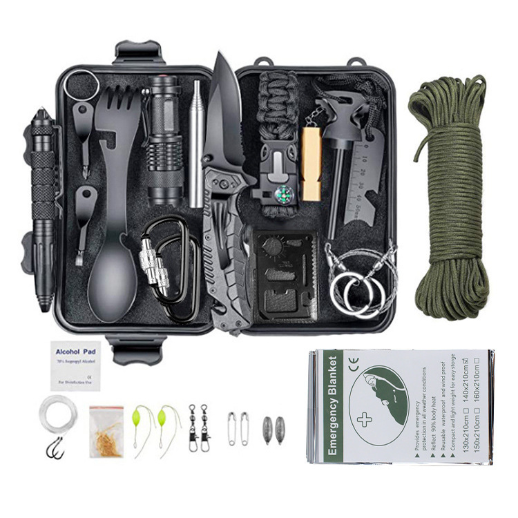 Survival Gear and Equipment, Christmas Cool Gadgets Gifts for Men Dad Teen Boy, Tactical Survival Tool with Compass Starter Flashlight for Cars Hiking Camping Fishing