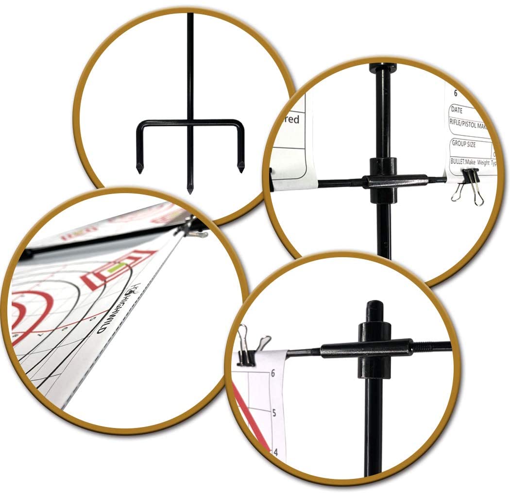 Adjustable Paper Target Stand, Frame with 8 Clips Clear Bullseye Targets Sheet for Shooting